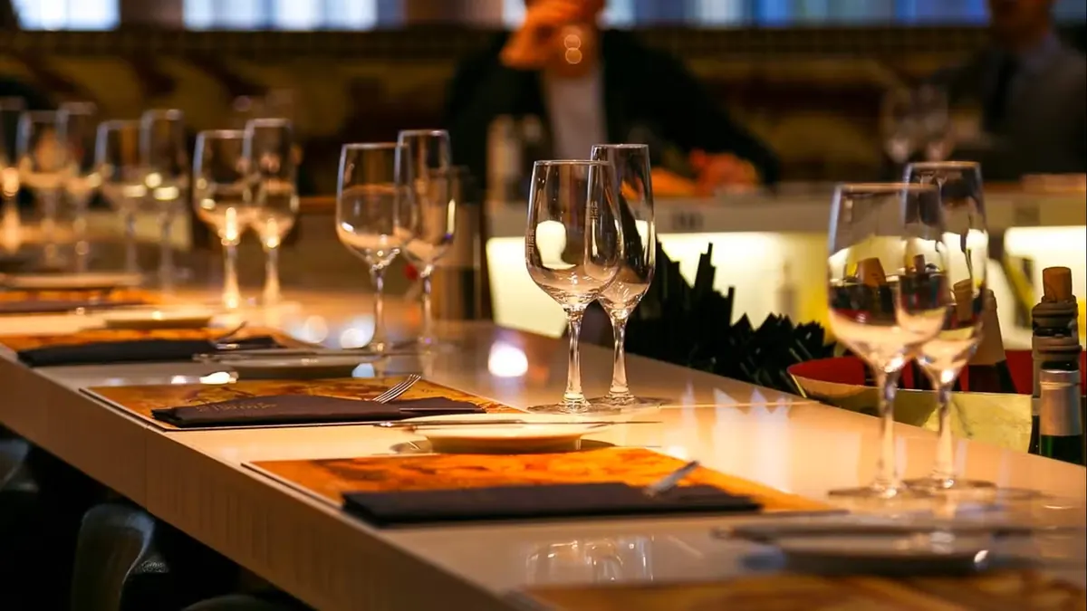 A long table set for a private dinner